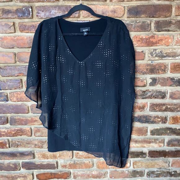 Alyx Black Embellished Flowy Layered Blouse Women's Size Large - Picture 1 of 6